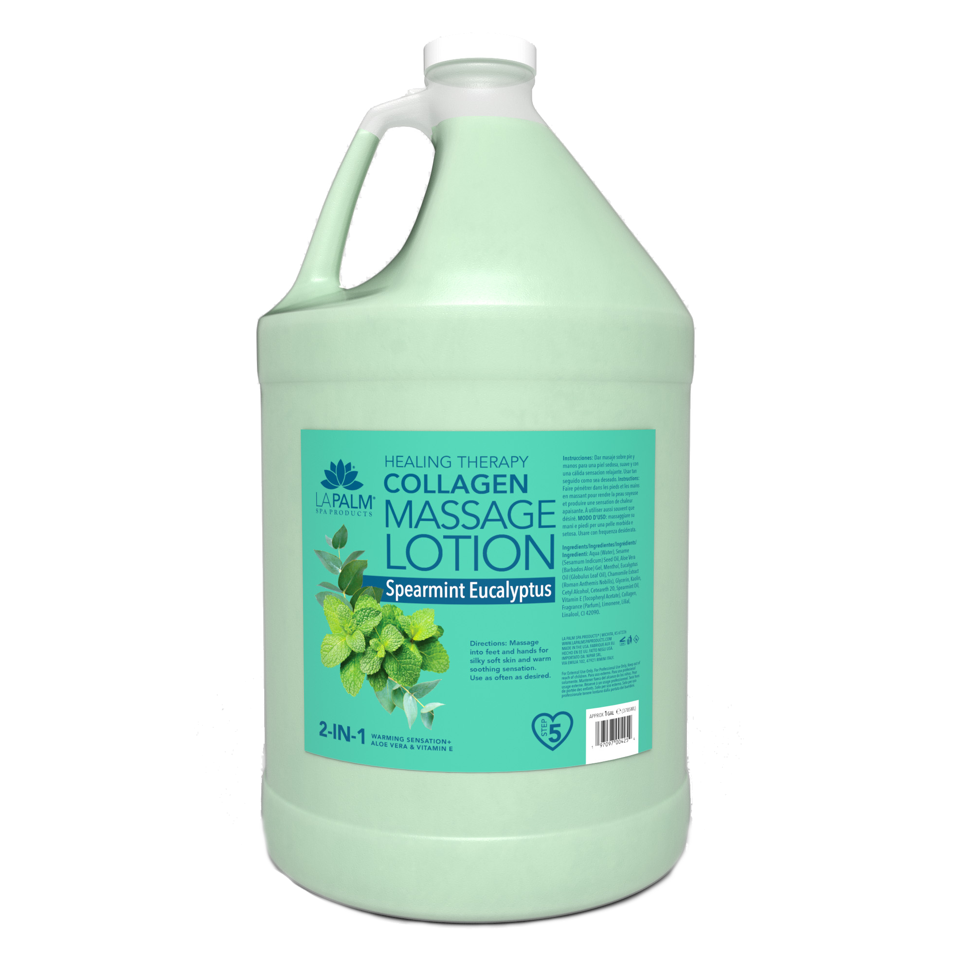 LaPalm Collagen Massage Lotion - Spearmint Eucalyptus (1 Gallon)